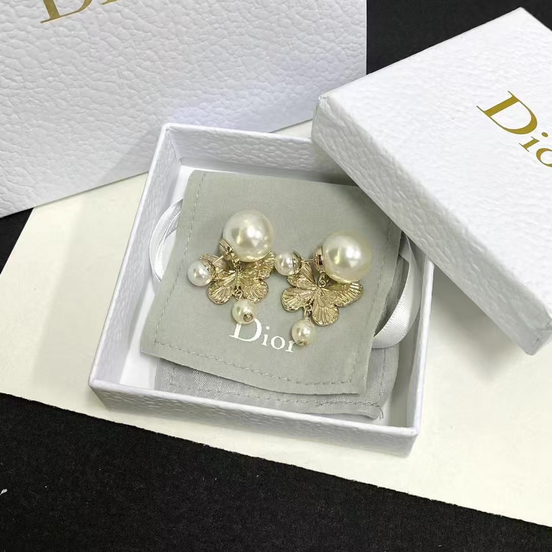 Dior Butterfly with Pearl Earrings - Best Replica Jewelry™