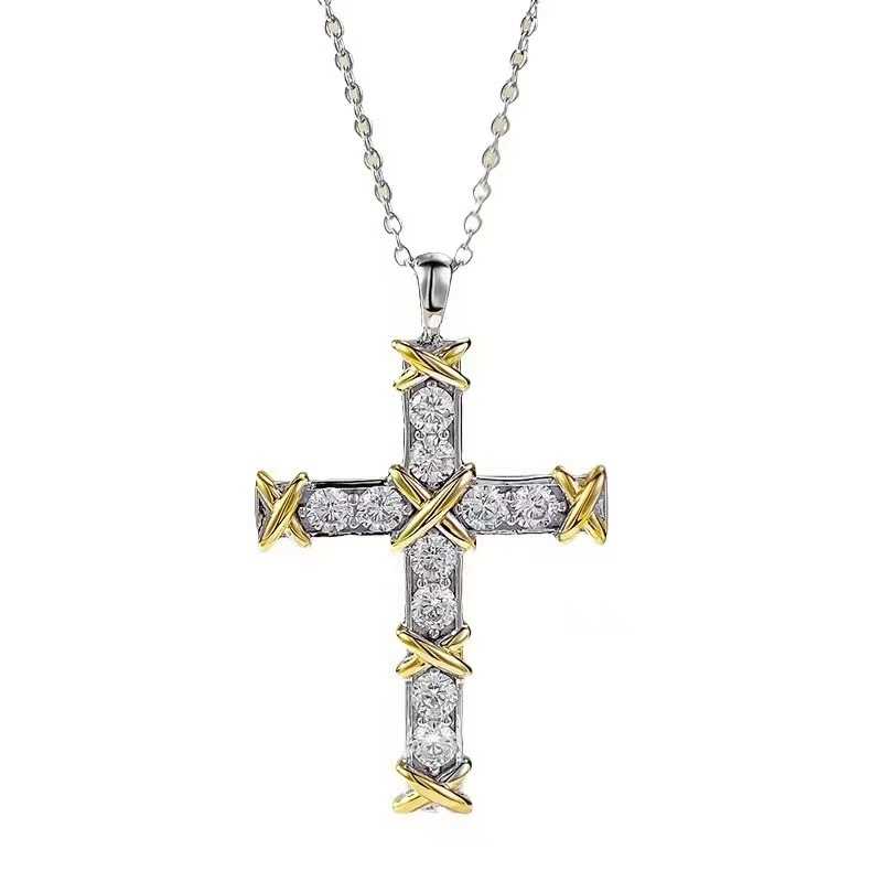 Tiffany Ten Stone Cross Pendant with Diamonds Necklace - Best Replica Jewelry™