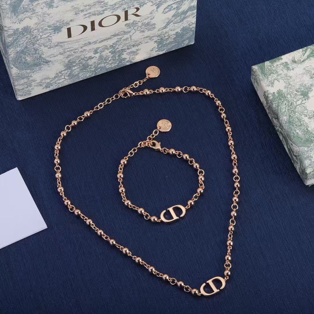Dior Rose Gold Necklace and Bracelet - Best Replica Jewelry™