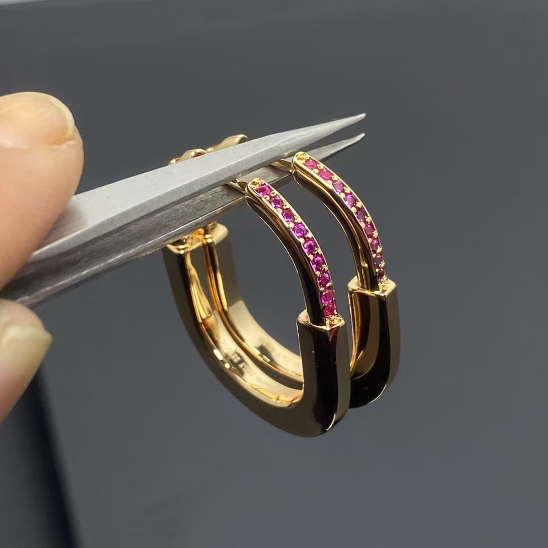 Tiffany Pink Diamond Lock Earrings - Best Replica Jewelry™