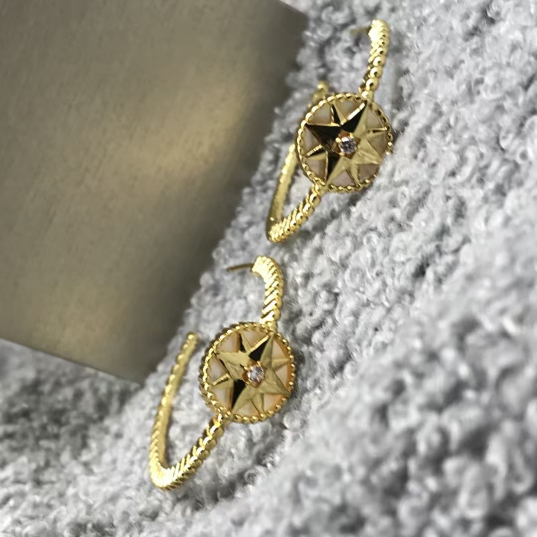 Dior Hoop Rose Des Vents Earrings - Best Replica Jewelry™