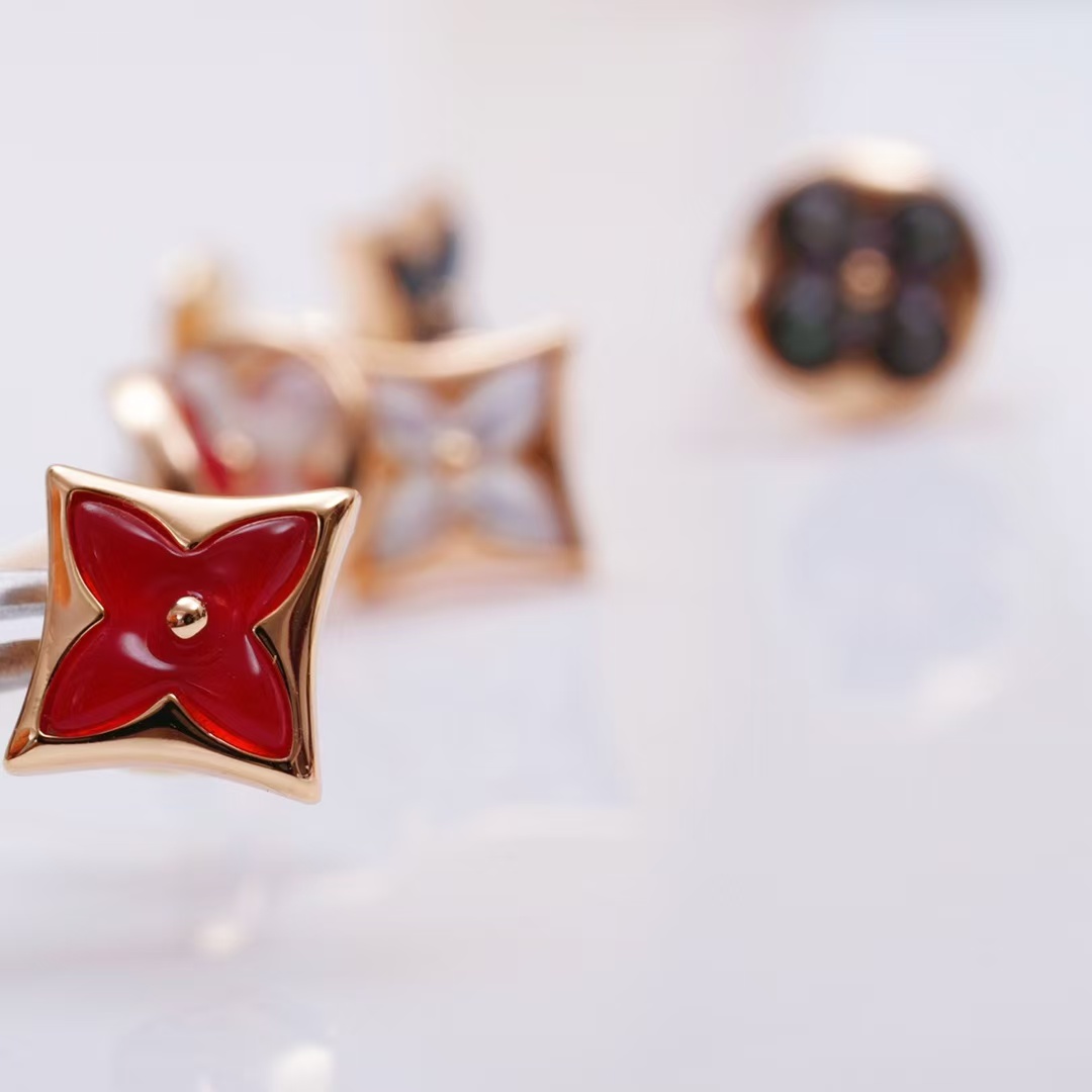 Louis Vuitton AB Asymmetric Red Carnelian Earrings - Best Replica Jewelry™