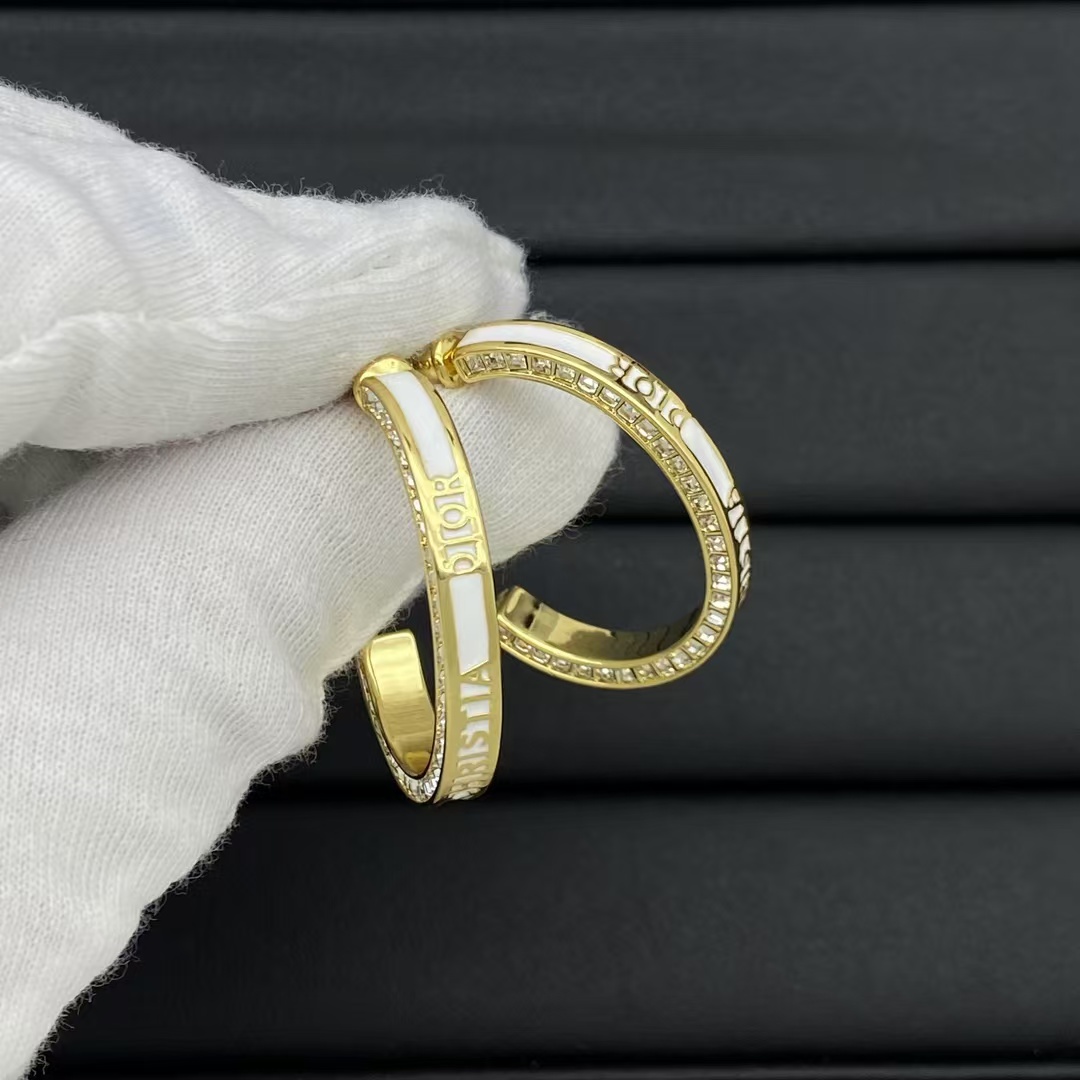 Dior Hoop Enamel Earrings - Best Replica Jewelry™