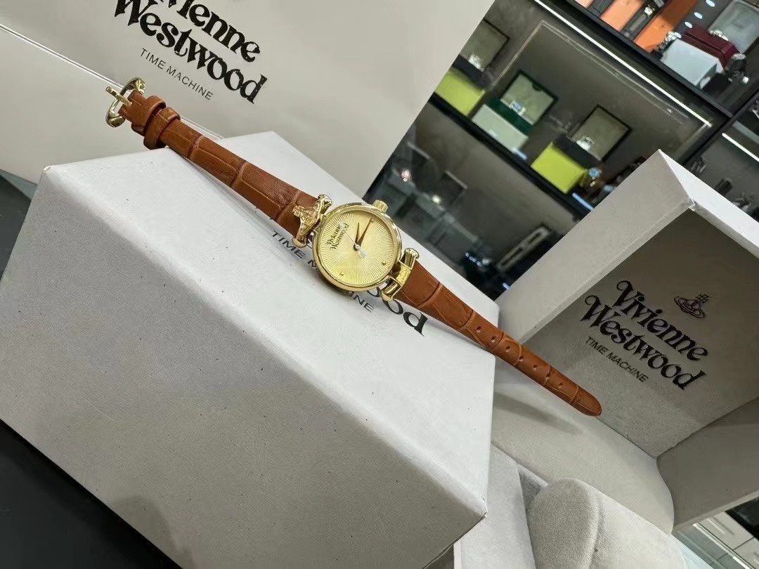 Vivienne Westwood Brown Genuine Leather Band Watch - 23MM - Best Replica Jewelry™