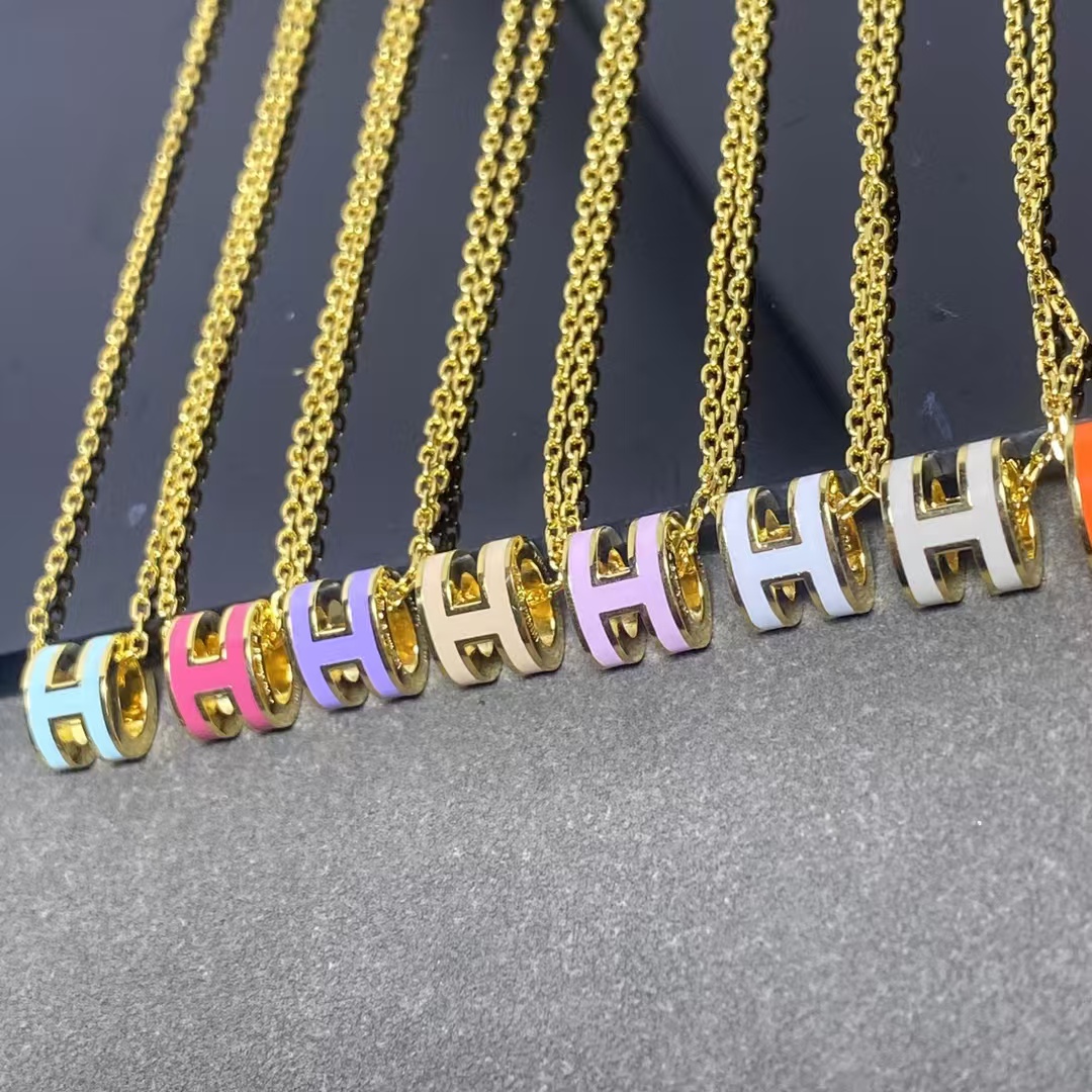 Hermes Mini Enamel H Pendant Necklace - Best Replica Jewelry™