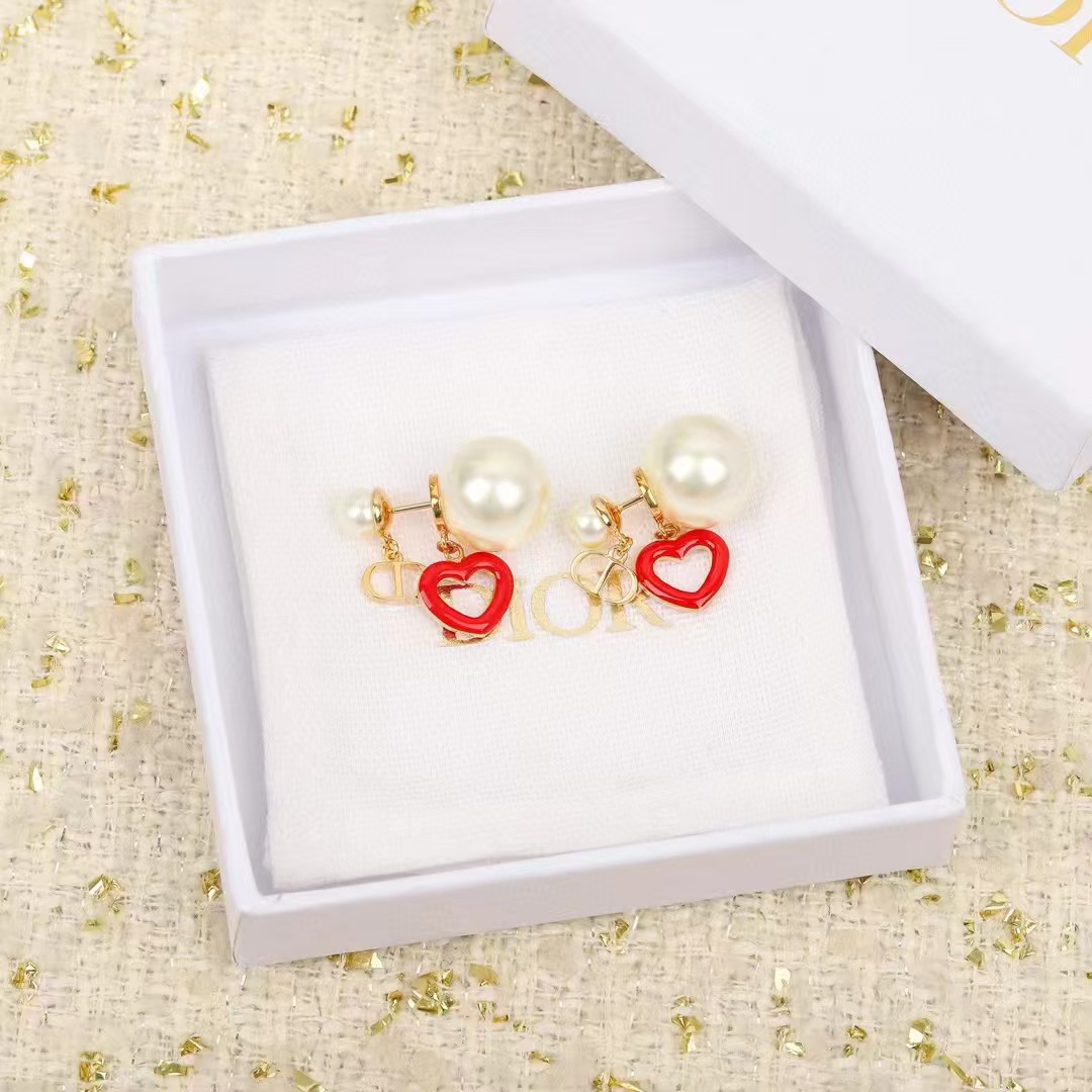 Dior CD Heart Drop Front Back Pearl Stud Earring - Best Replica Jewelry™