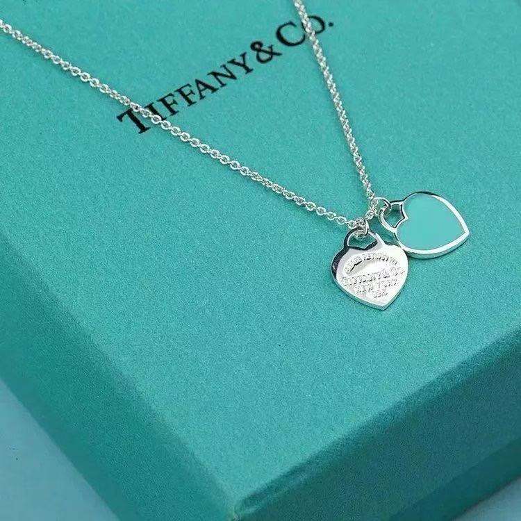 Tiffany Double Heart Tag Pendant Necklace - Best Replica Jewelry™