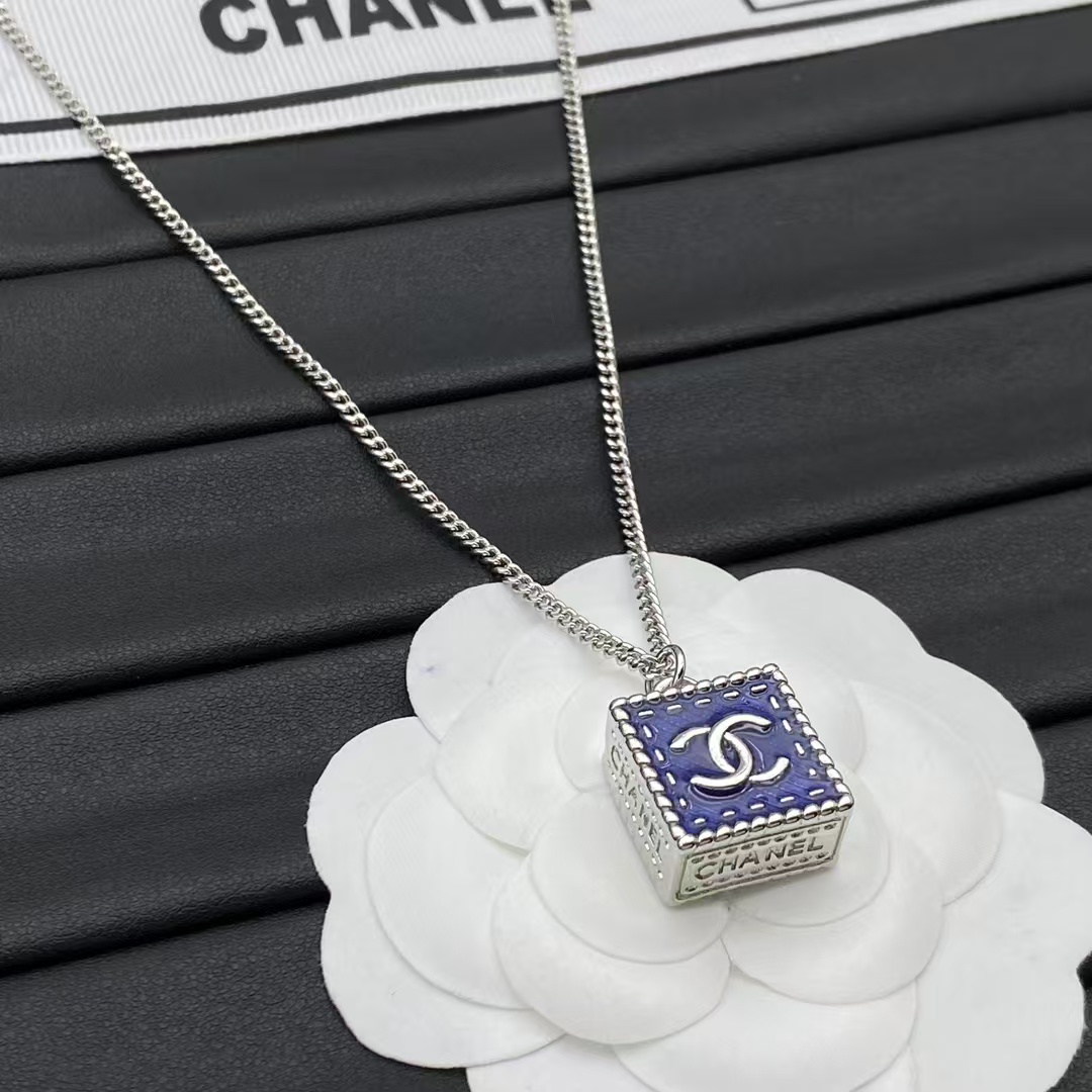 Chanel Denim Cube Pendant Necklace - Best Replica Jewelry™