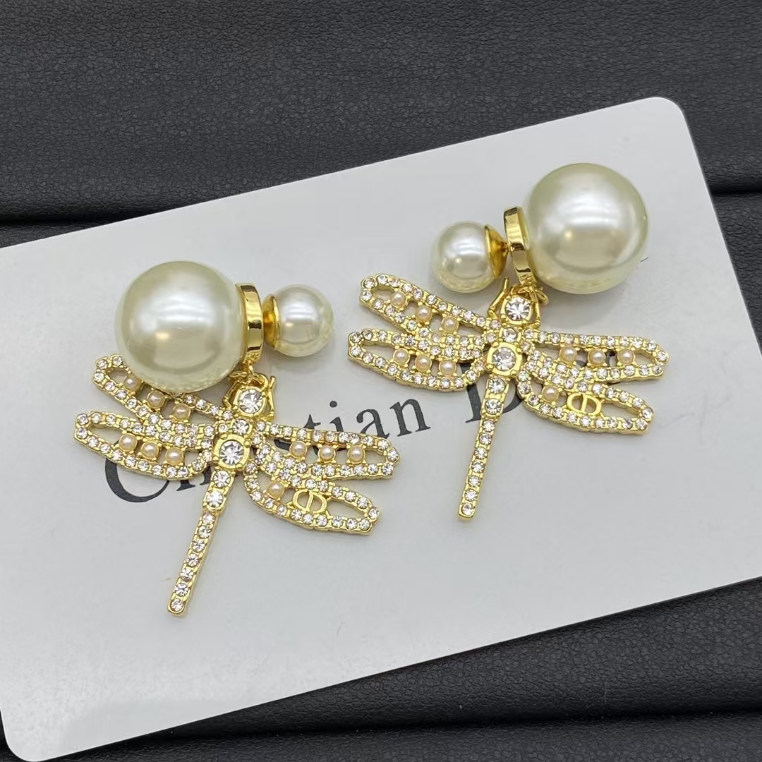 Dior Dragonfly Pearl Earrings - Best Replica Jewelry™
