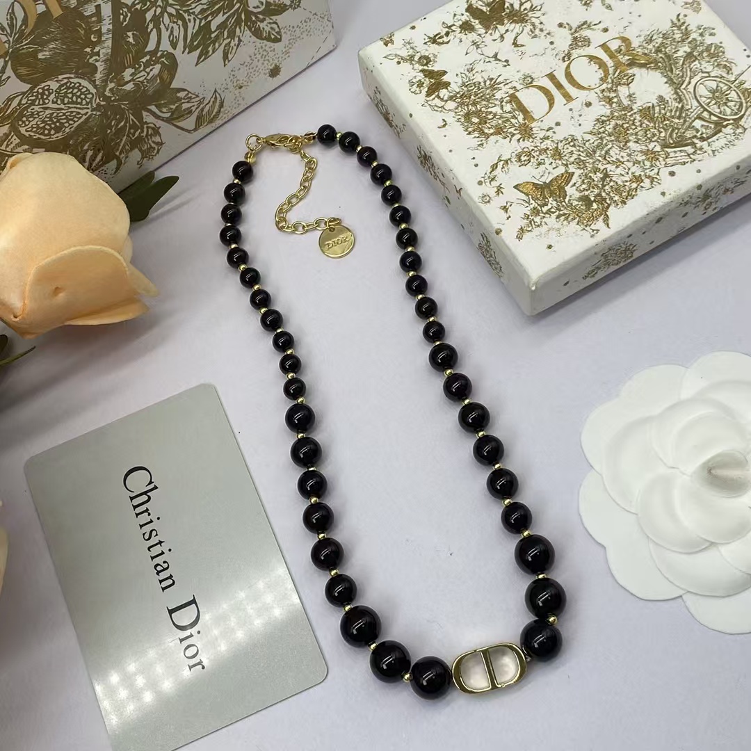 Dior CD Pendant Black Pearl Necklace - Best Replica Jewelry™
