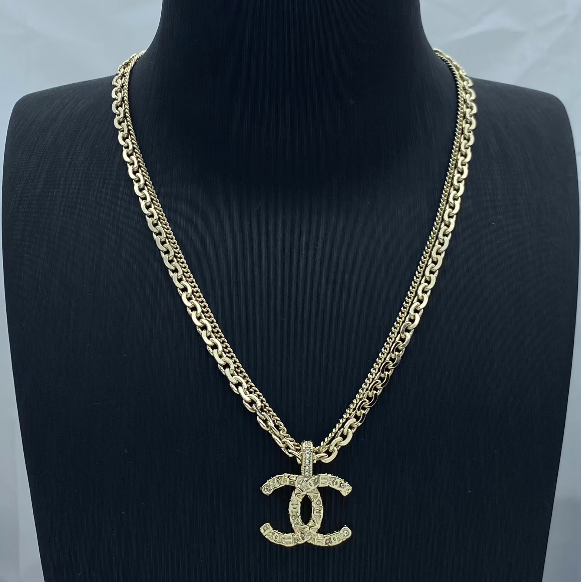 Chanel Mixed Thin and Chunky Cuban Chain Necklace - Best Replica Jewelry™