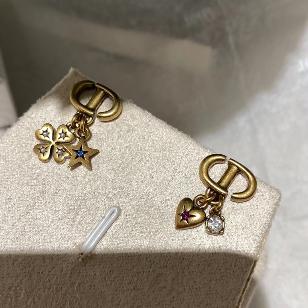 Dior Vintage Asymmetric Clover Star Heart Earrings - Best Replica Jewelry™