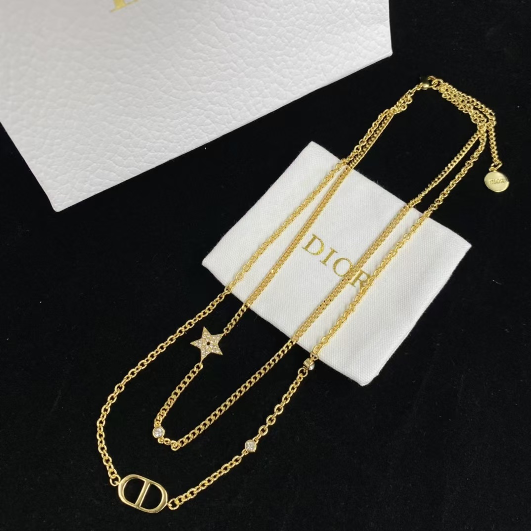 Dior Two Layers Star CD Necklace Bracelet Earrings - Best Replica Jewelry™