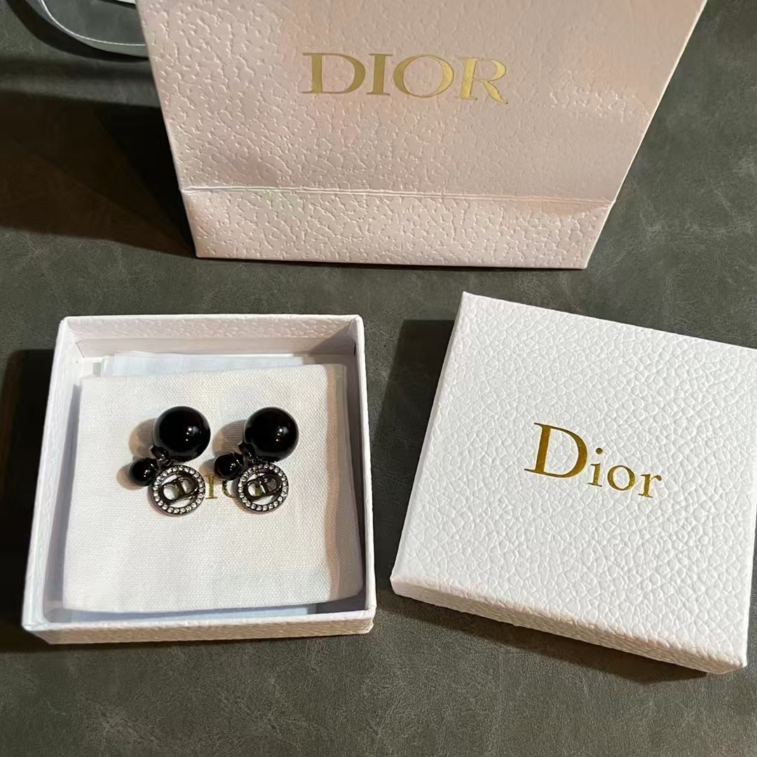 Dior Black Pearl CD Earrings - Best Replica Jewelry™