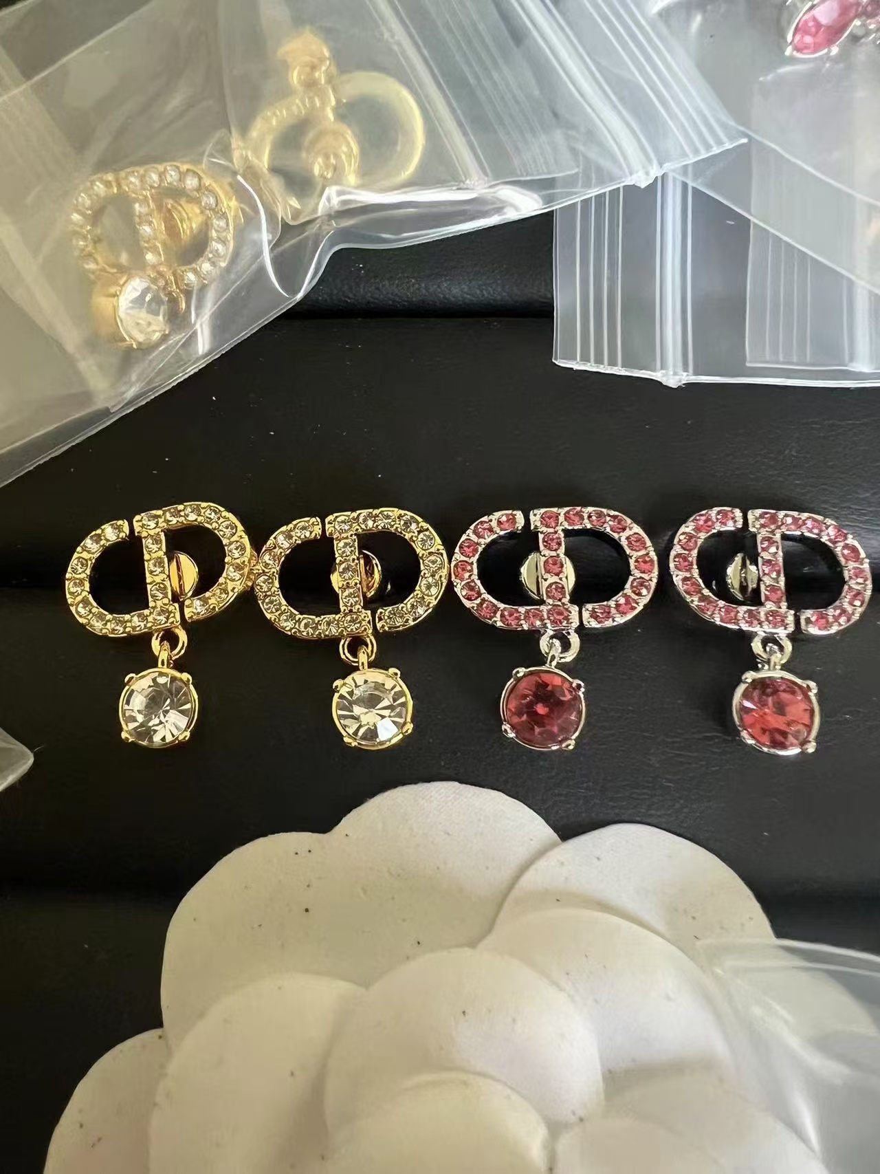 Dior Diamond Paved CD Stud Earrings - Best Replica Jewelry™