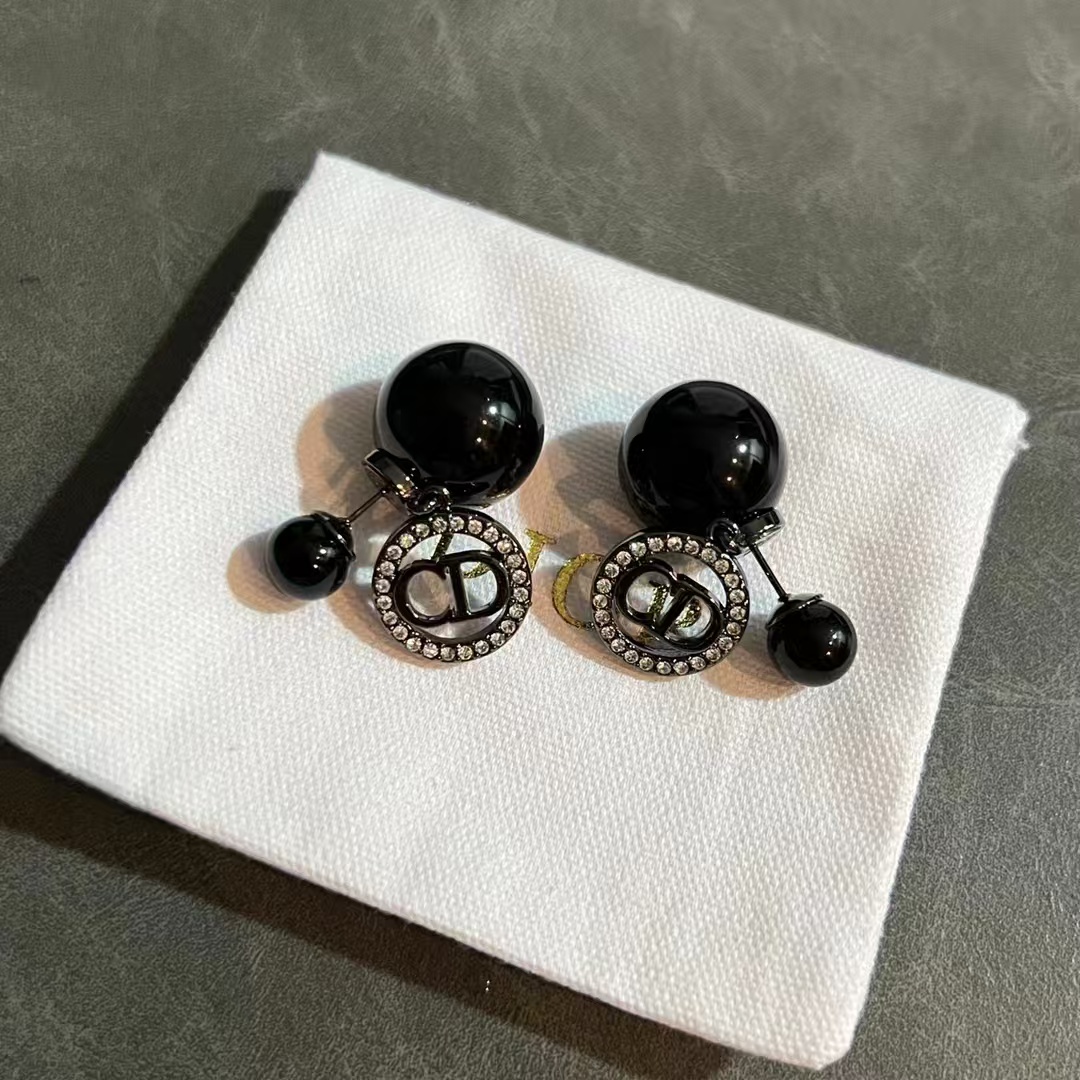 Dior Black Pearl CD Earrings - Best Replica Jewelry™