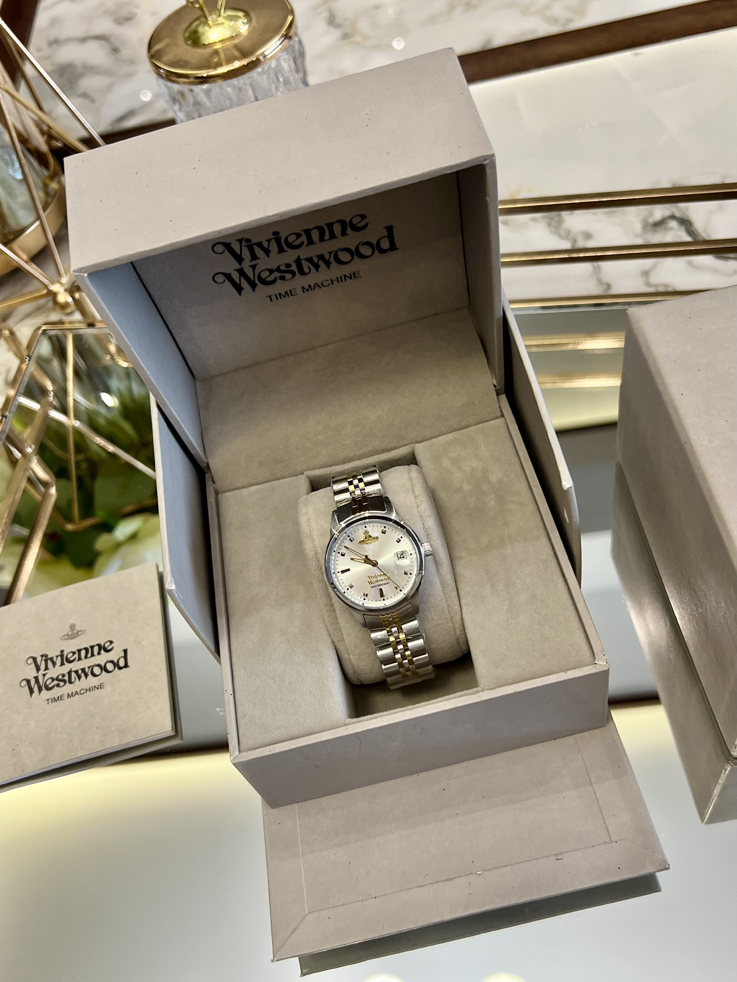 Vivienne Westwood Silver Gold Mixed Color Band Watch - 30MM - Best Replica Jewelry™