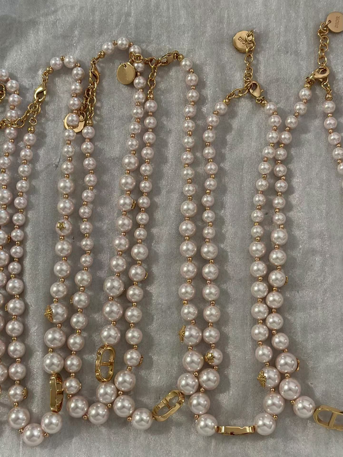 Dior Rose Gold- Finish Vintage Pearl Necklace - Best Replica Jewelry™