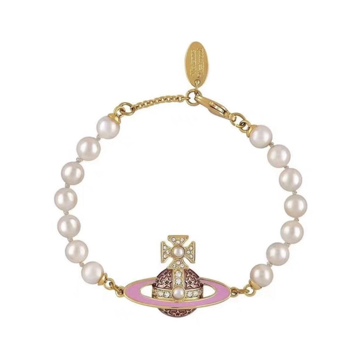 Vivienne Westwood Enamel Diamond Saturn Bracelet - Best Replica Jewelry™