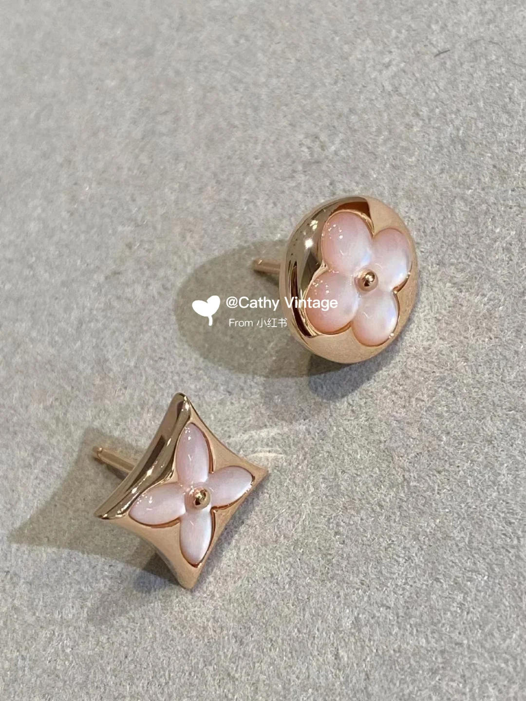 Louis Vuitton AB Asymmetric Pink Stud Earrings - Best Replica Jewelry™