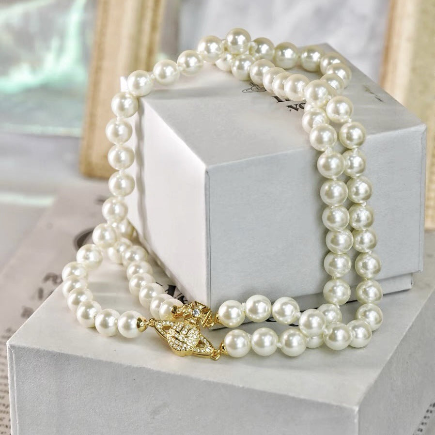 Vivienne Westwood 2 Row Pearl Necklace - Best Replica Jewelry™