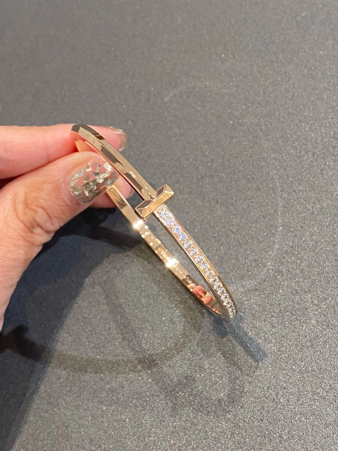 Tiffany T1 Narrow Diamond Hinged Bangle Bracelet - Best Replica Jewelry™