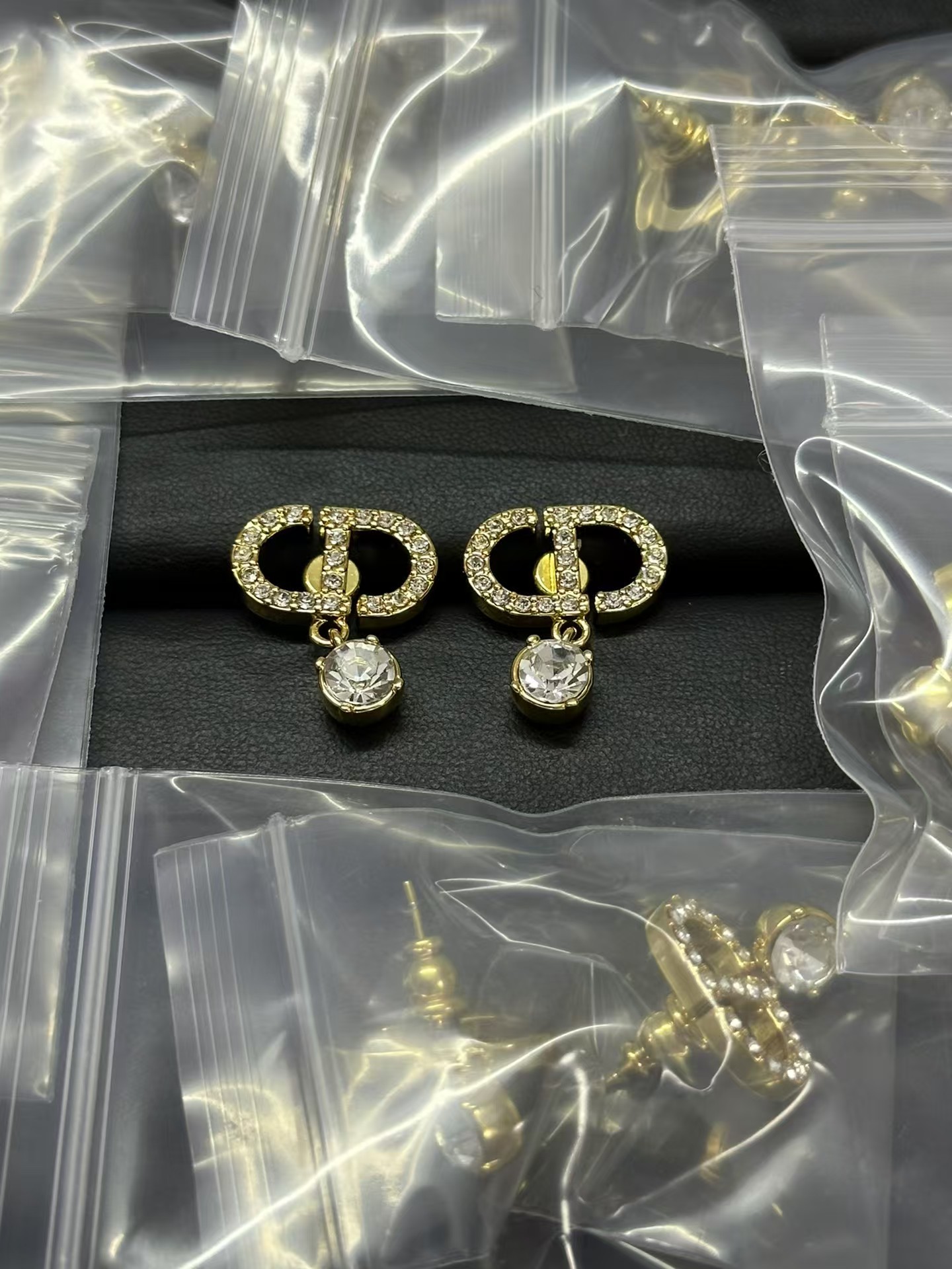 Dior Diamond Paved CD Stud Earrings - Best Replica Jewelry™