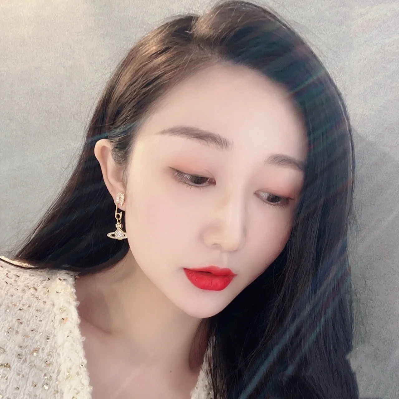 Vivienne Westwood Diamond Inlay Paperclip Saturn Earrings - Best Replica Jewelry™