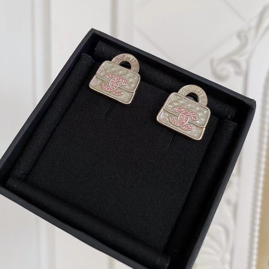Chanel Pink Double C Lock Earrings - Best Replica Jewelry™