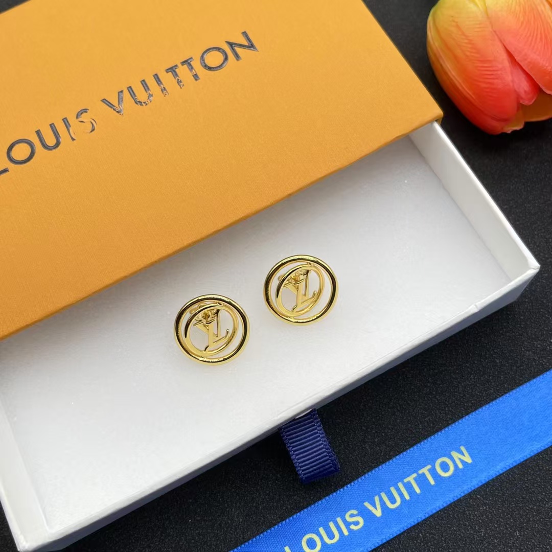 Louis Vuitton Hollow LV Letter Round Earrings - Best Replica Jewelry™