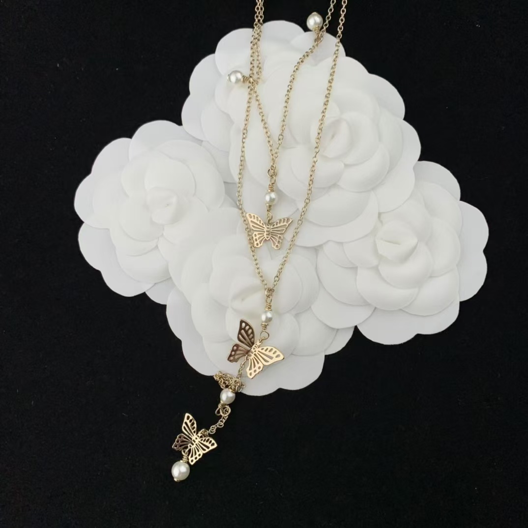 Dior Butterfly Two Layered Long Y Necklace - Best Replica Jewelry™