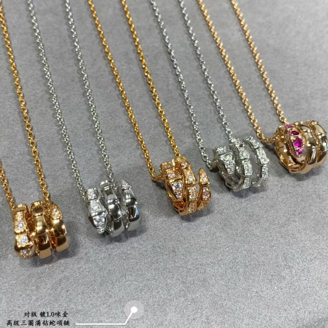 Bvlgari Serpenti Viper Necklace - Full Diamond - Best Replica Jewelry™