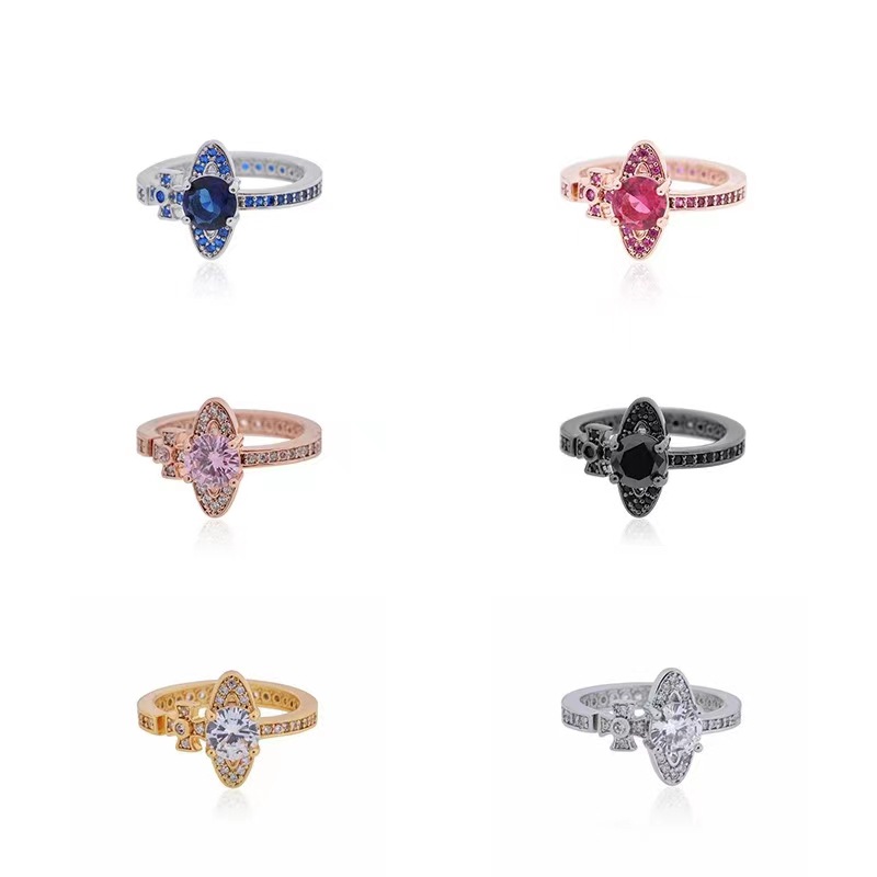 Vivienne Westwood Multi Color Diamond Saturn Ring - Best Replica Jewelry™