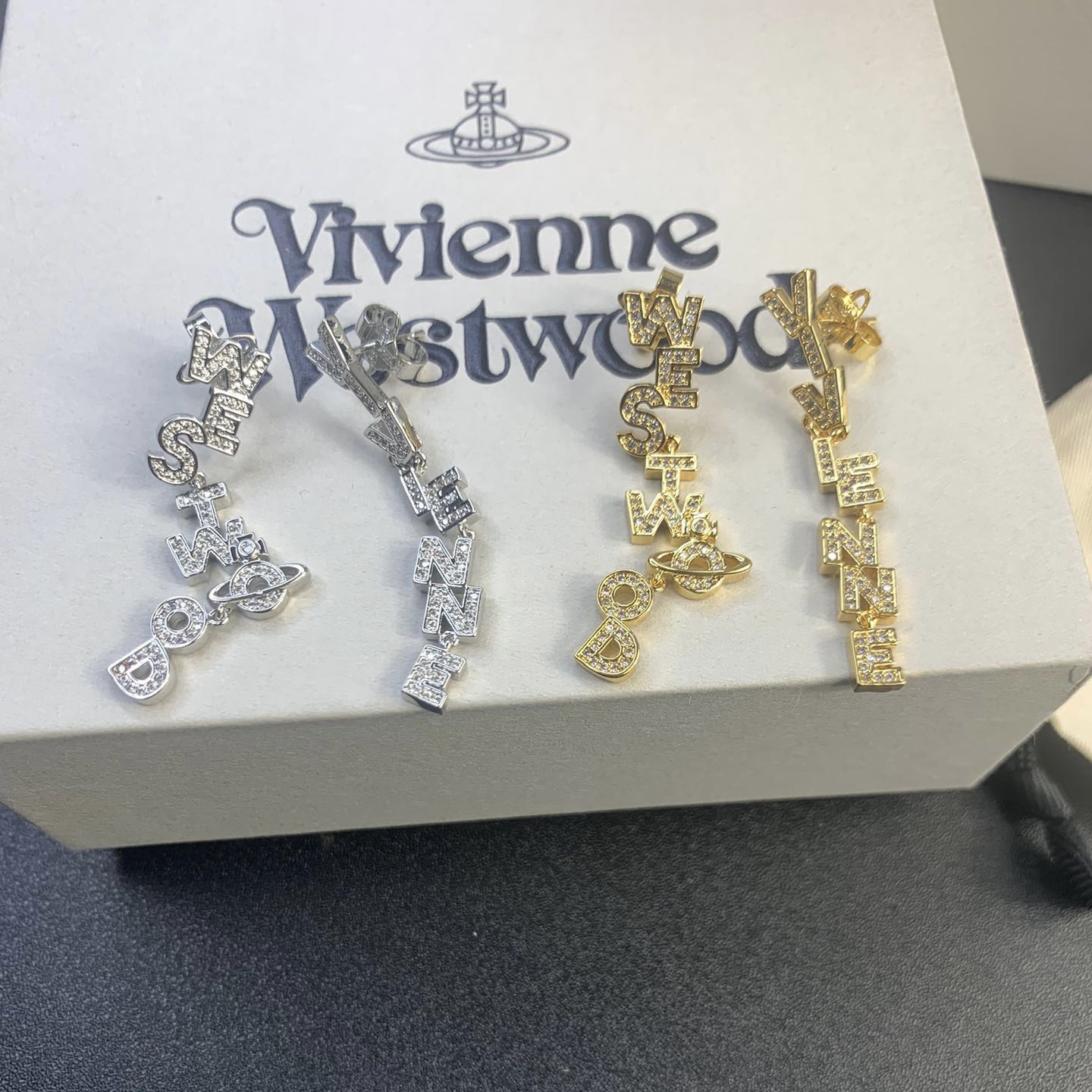 Vivienne Westwood Letters Asymmetric Earrings - Best Replica Jewelry™