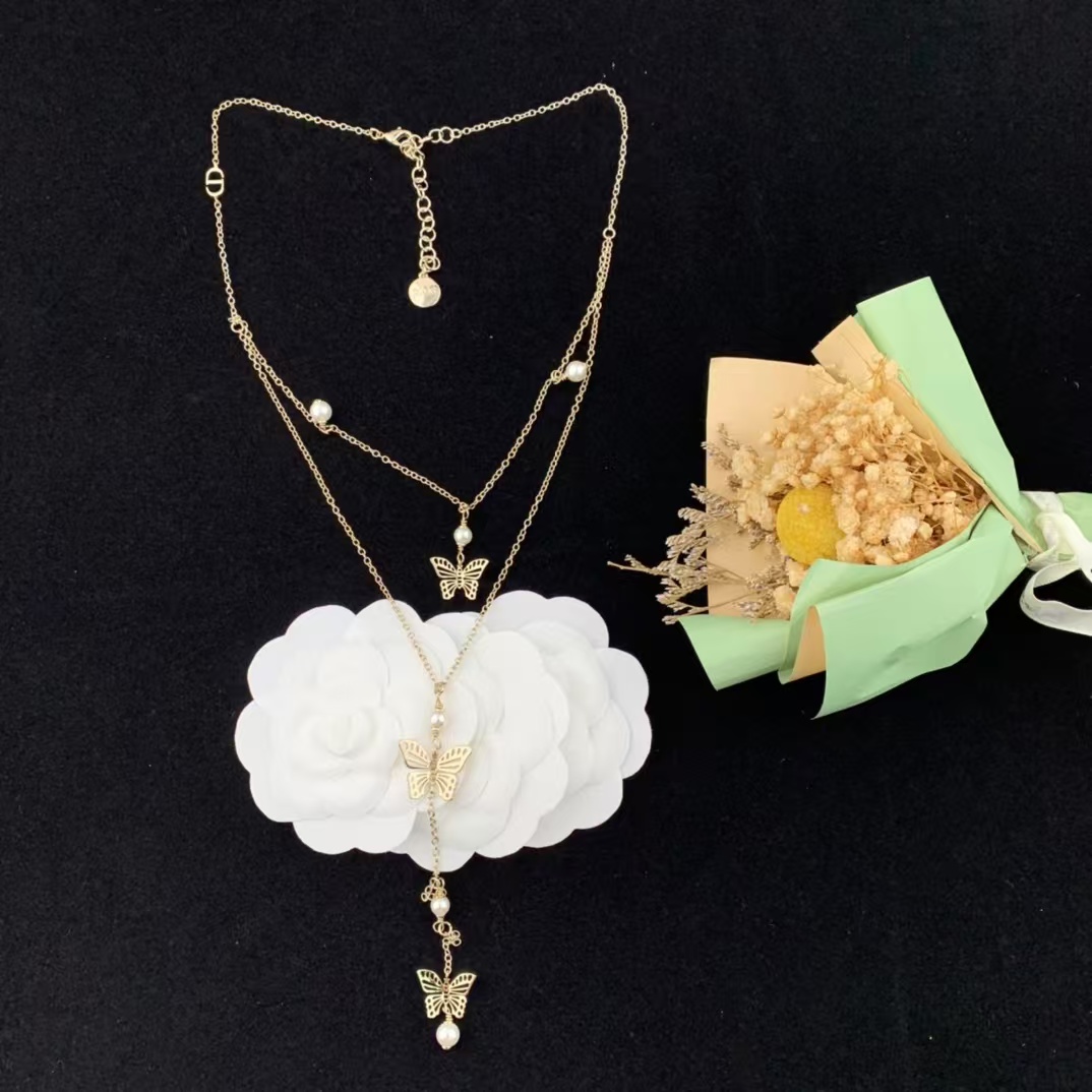 Dior Butterfly Two Layered Long Y Necklace - Best Replica Jewelry™
