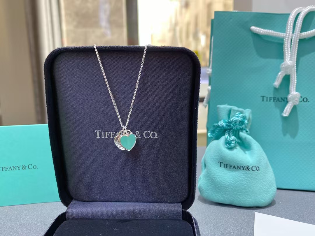 Tiffany Double Heart Tag Pendant Necklace - Best Replica Jewelry™