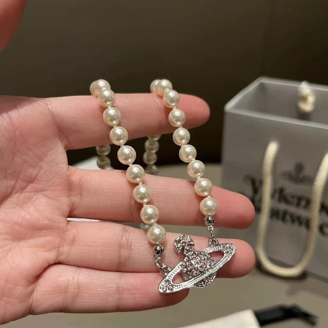 Vivienne Westwood Pink Saturn Necklace - Best Replica Jewelry™