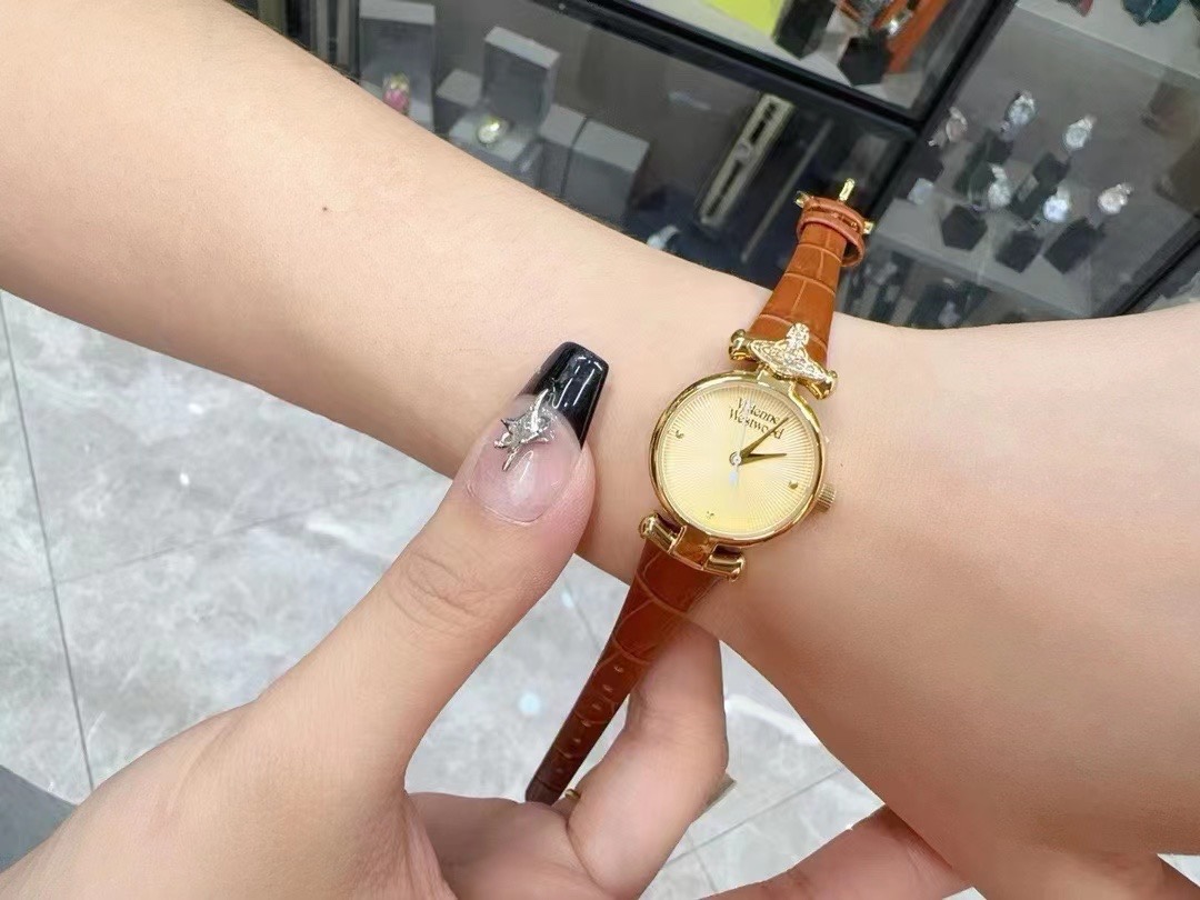 Vivienne Westwood Brown Genuine Leather Band Watch - 23MM - Best Replica Jewelry™