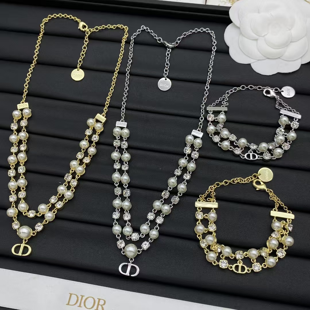 Dior Layered Two Row Pearl Necklace - Best Replica Jewelry™