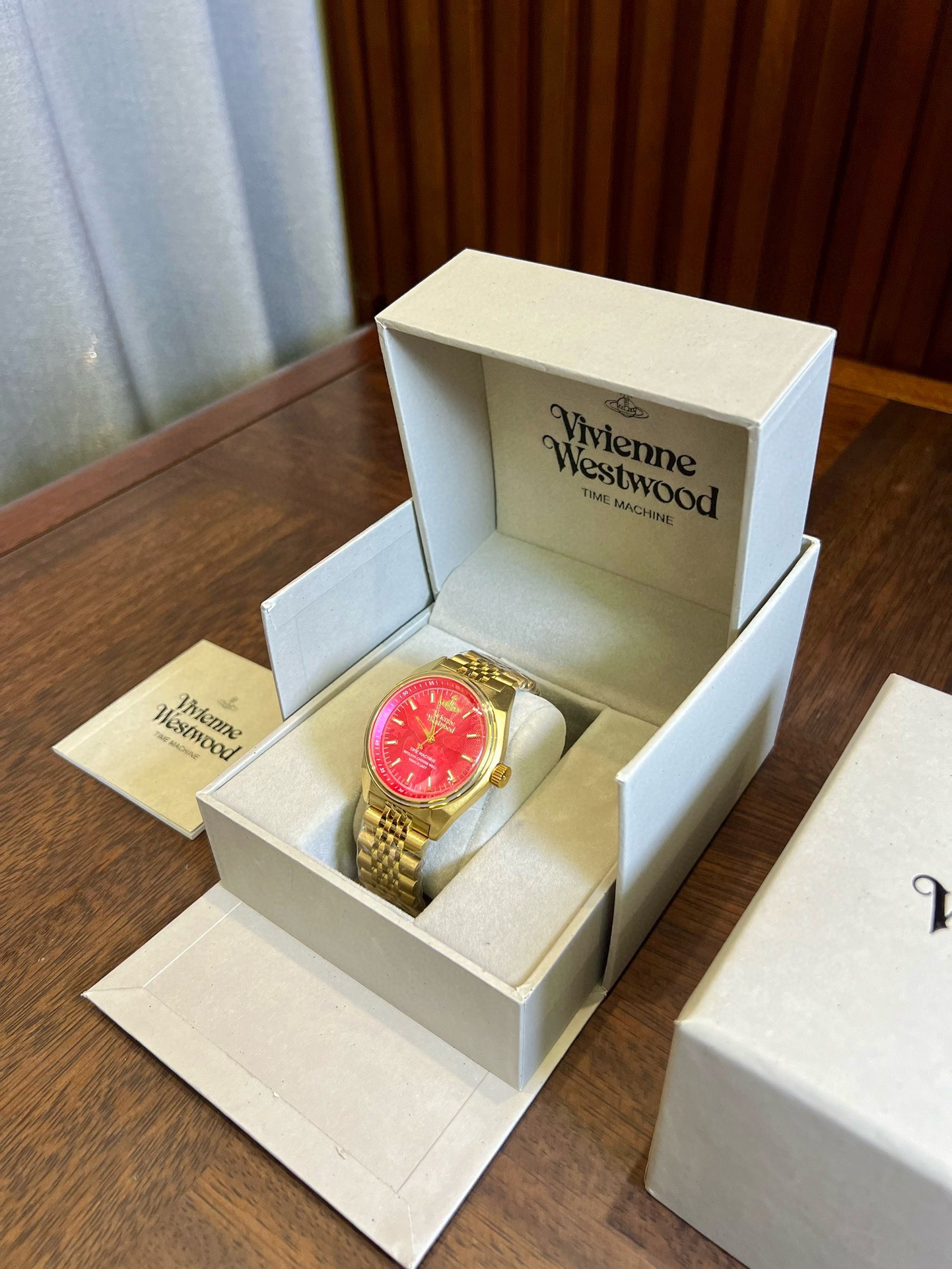 Vivienne Westwood Rose Red Dial Gold Band Watch - 40MM - Best Replica Jewelry™