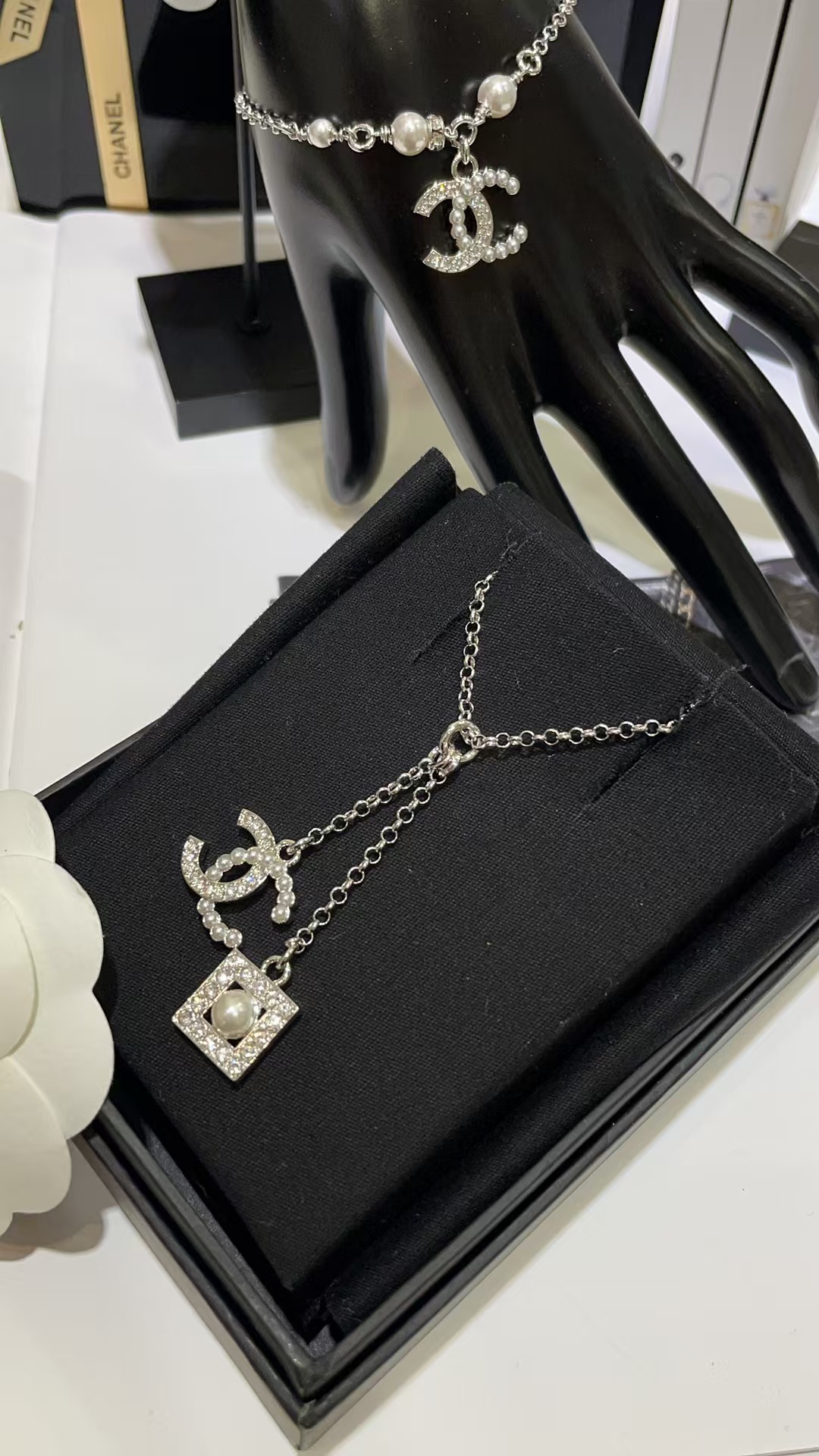 Chanel Two Pendants Drop Y Necklace - Best Replica Jewelry™
