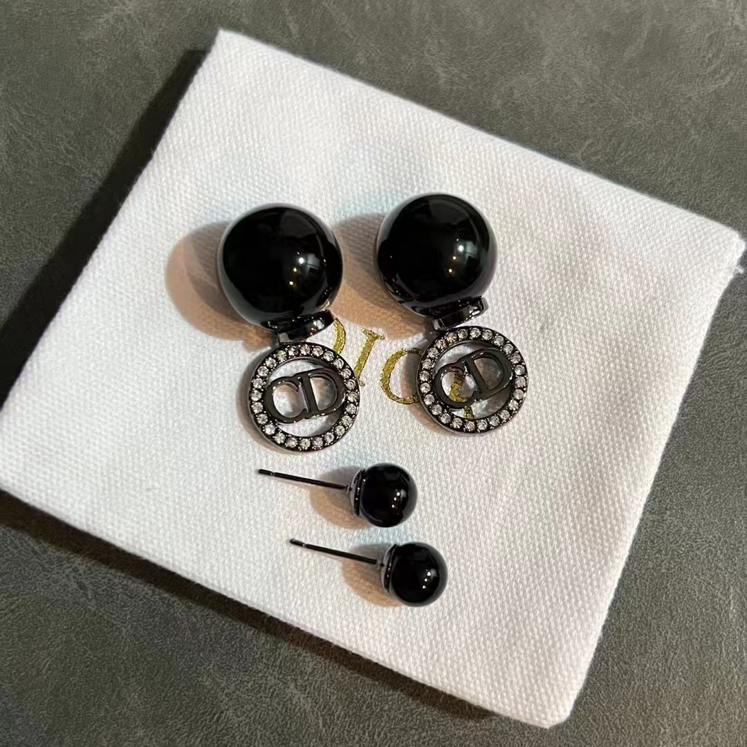 Dior Black Pearl CD Earrings - Best Replica Jewelry™
