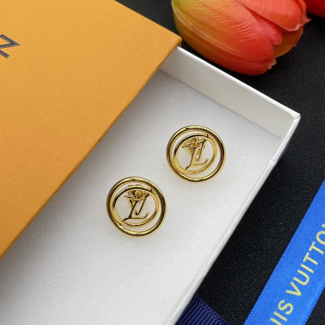 Louis Vuitton Hollow LV Letter Round Earrings - Best Replica Jewelry™