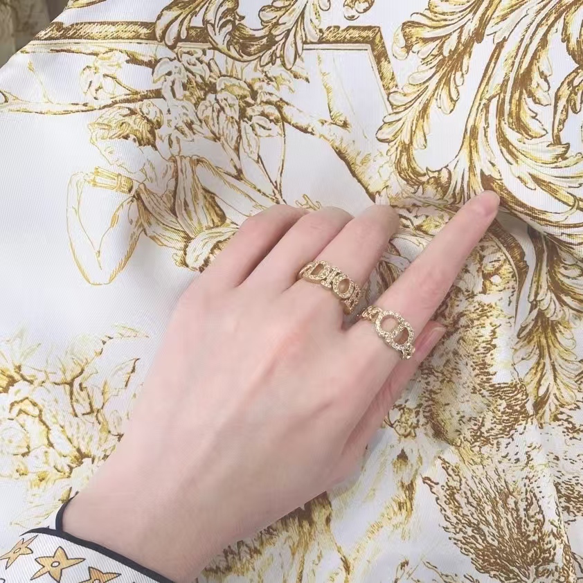 Diamond Paved Dior Letters Open Ring - Best Replica Jewelry™