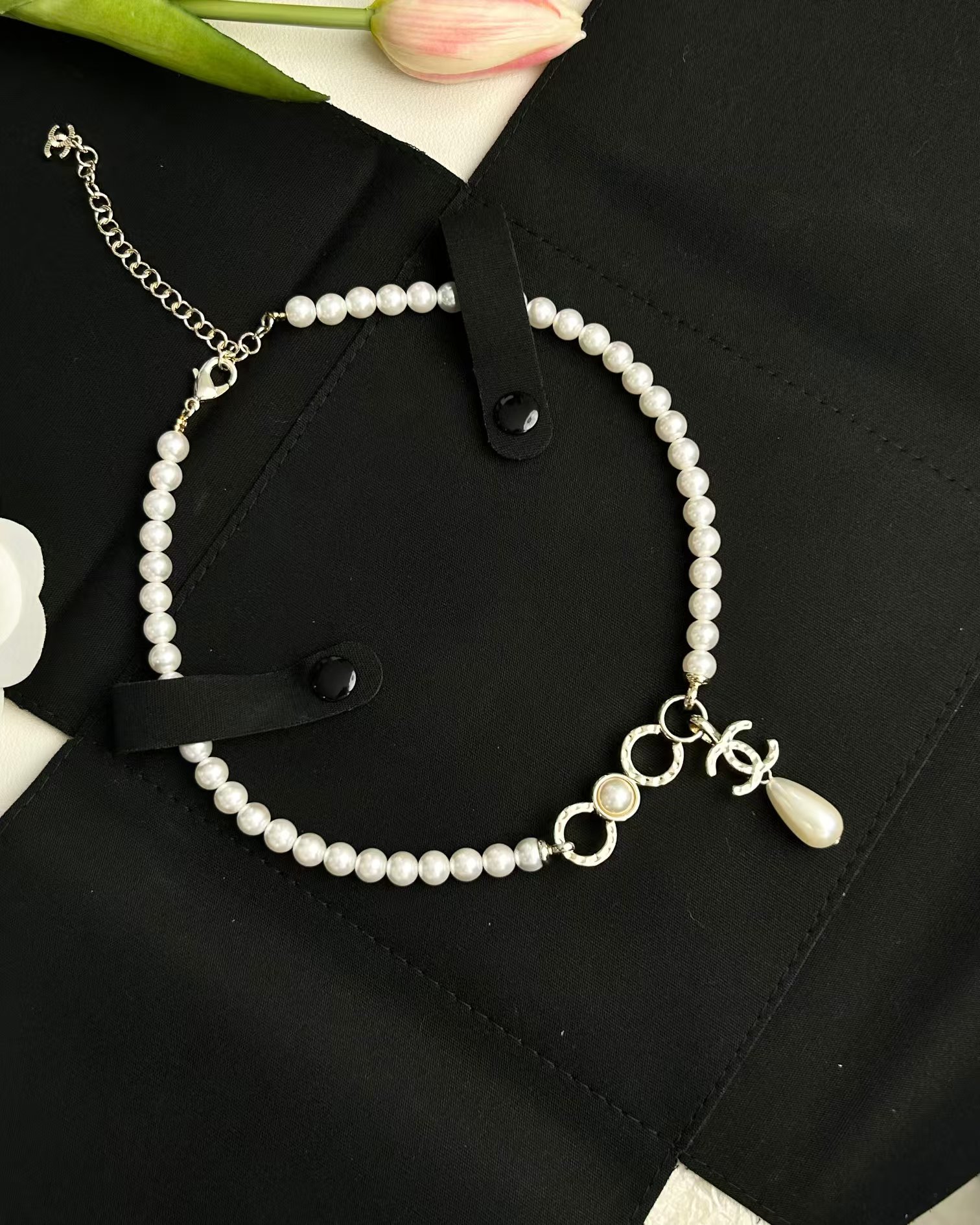 Chanel Teardrop Pearl Pendant Pearl Necklace - Best Replica Jewelry™