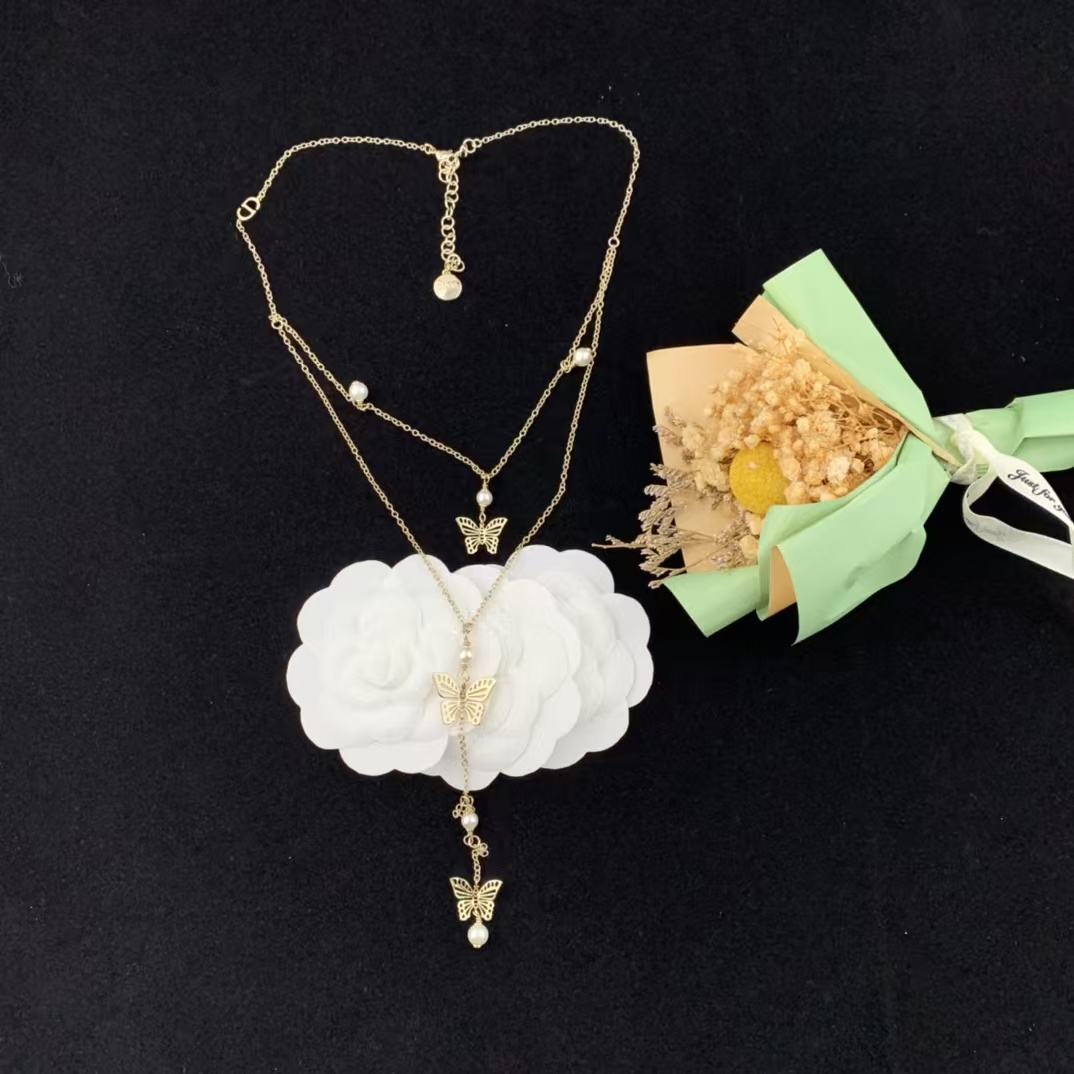 Dior Butterfly Two Layered Long Y Necklace - Best Replica Jewelry™
