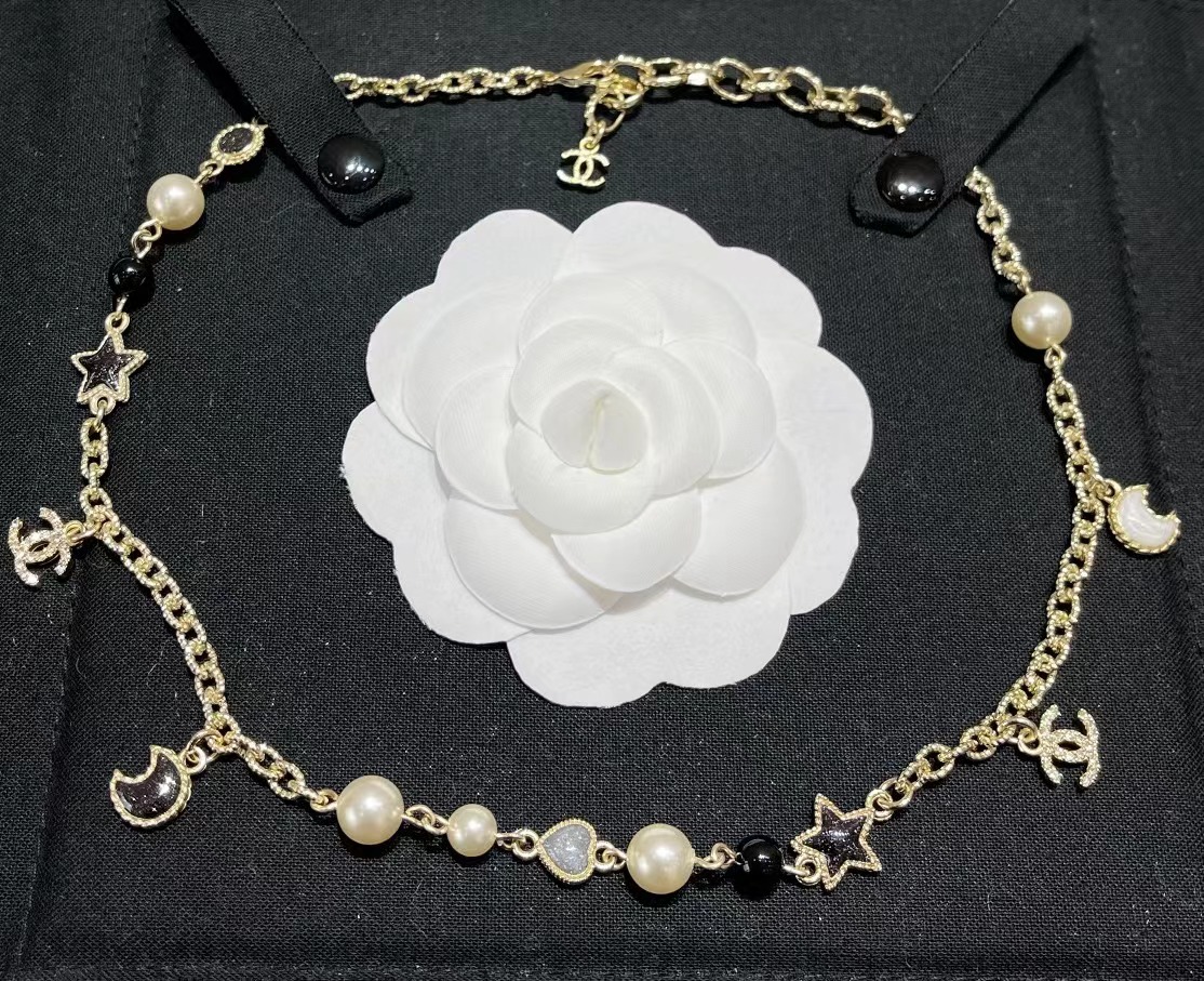 Chanel Moon Star Pearl Charms Necklace - Best Replica Jewelry™
