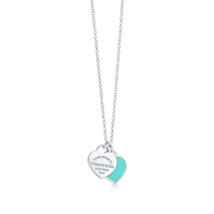 Tiffany Double Heart Tag Pendant Necklace - Best Replica Jewelry™