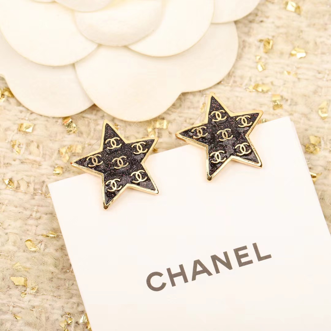 Chanel Black Star Earrings - Best Replica Jewelry™