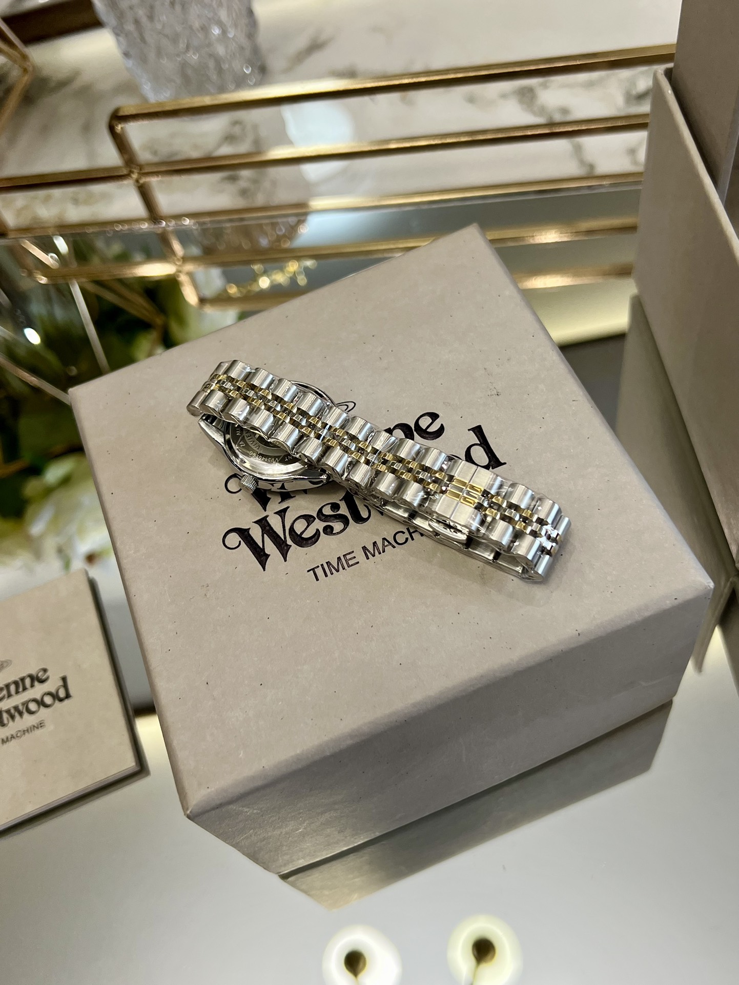 Vivienne Westwood Silver Gold Mixed Color Band Watch - 30MM - Best Replica Jewelry™